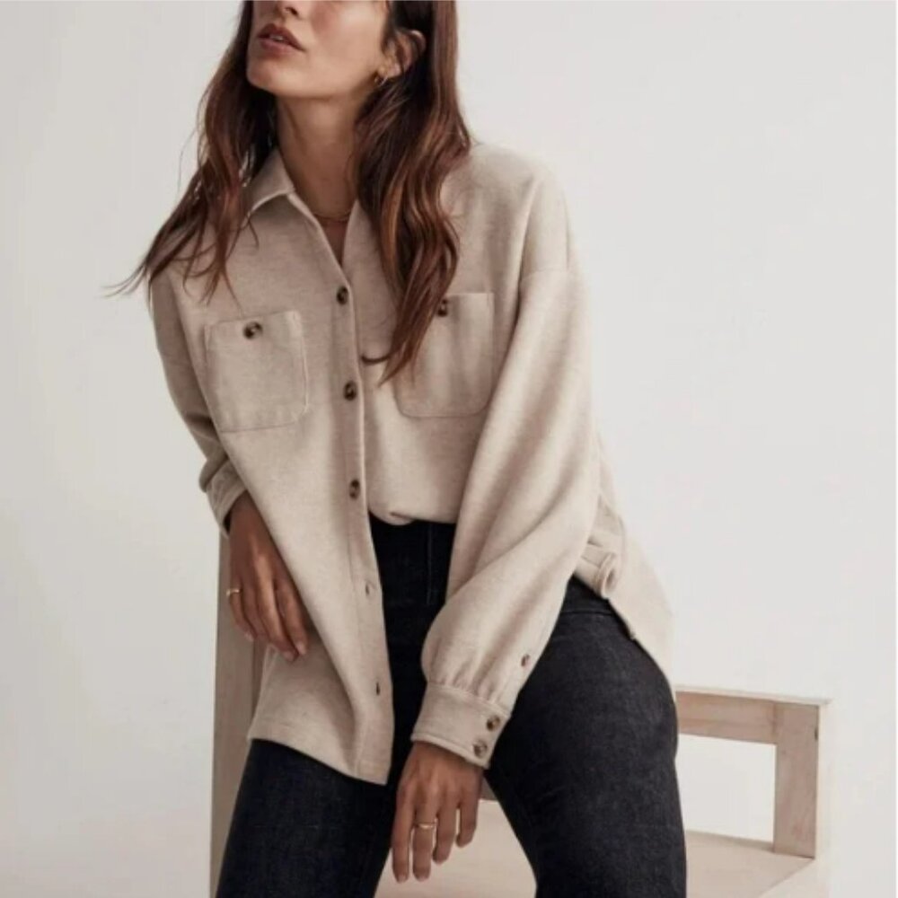 Madewell Double-Faced Shirt-Jacket Heather Sandalwood Color Size Small Women’s